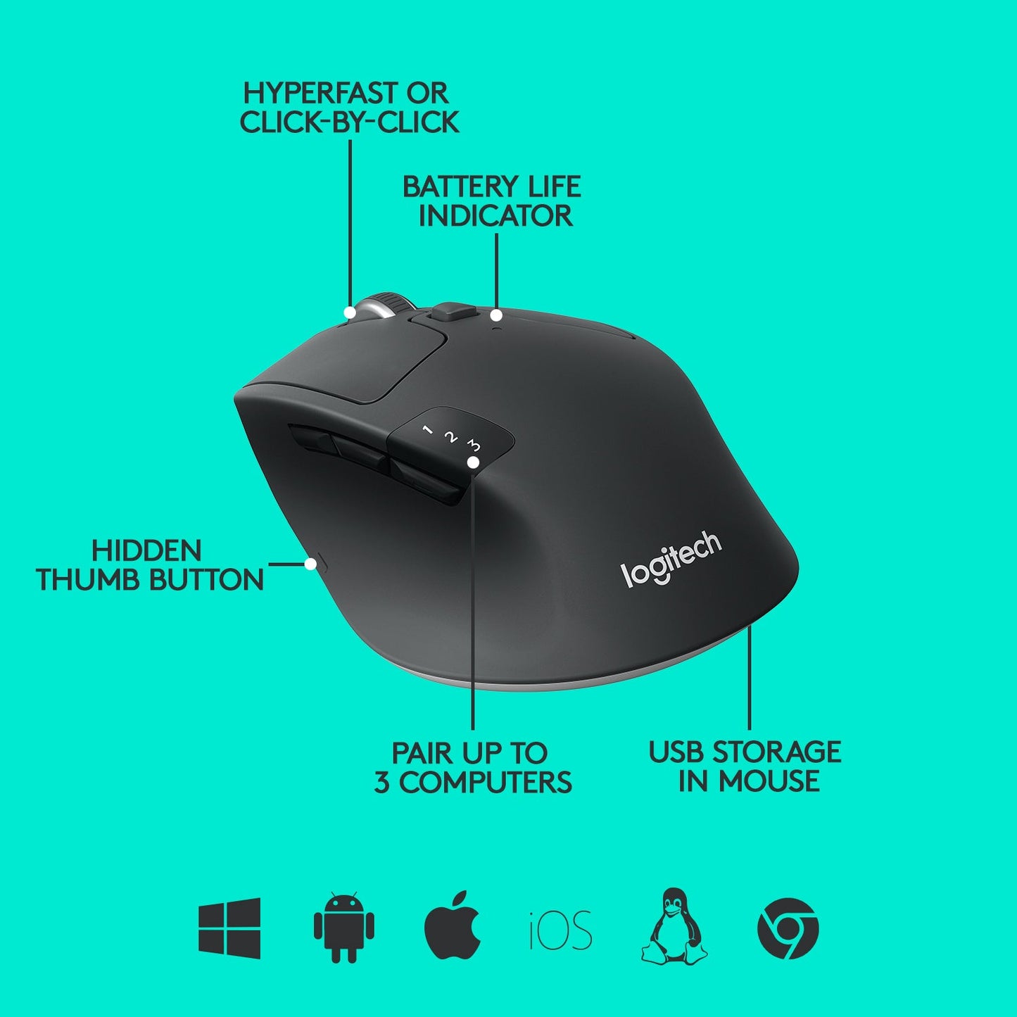 Logitech M720 Triathlon Multi-Computer Wireless Mouse